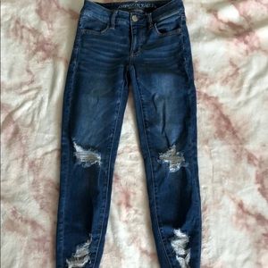 Medium color ripped American Eagle skinny jeans